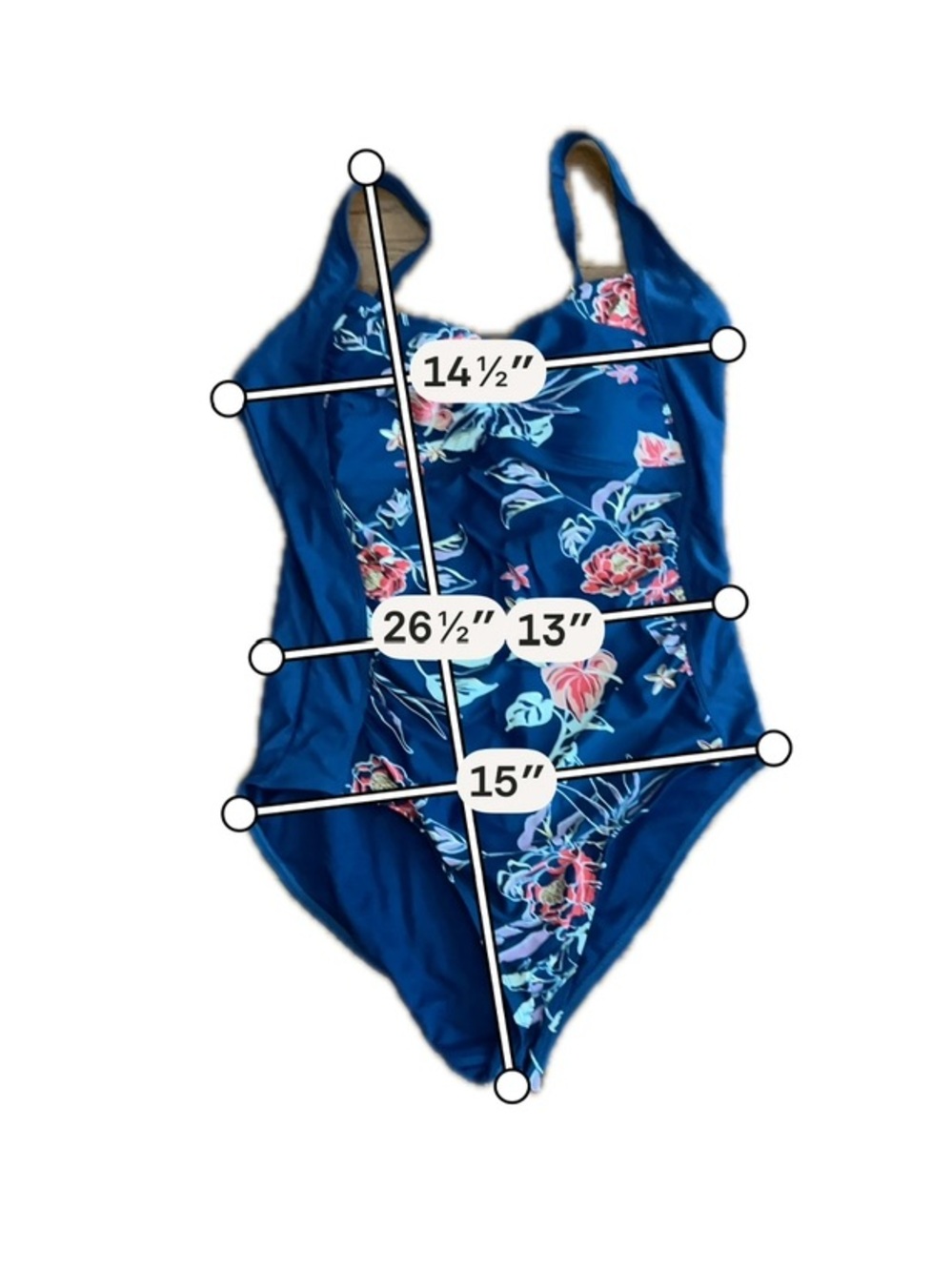 Heat Floral One Piece Swimsuit Women's Small Navy Blue Tropical Print - Picture 2 of 10